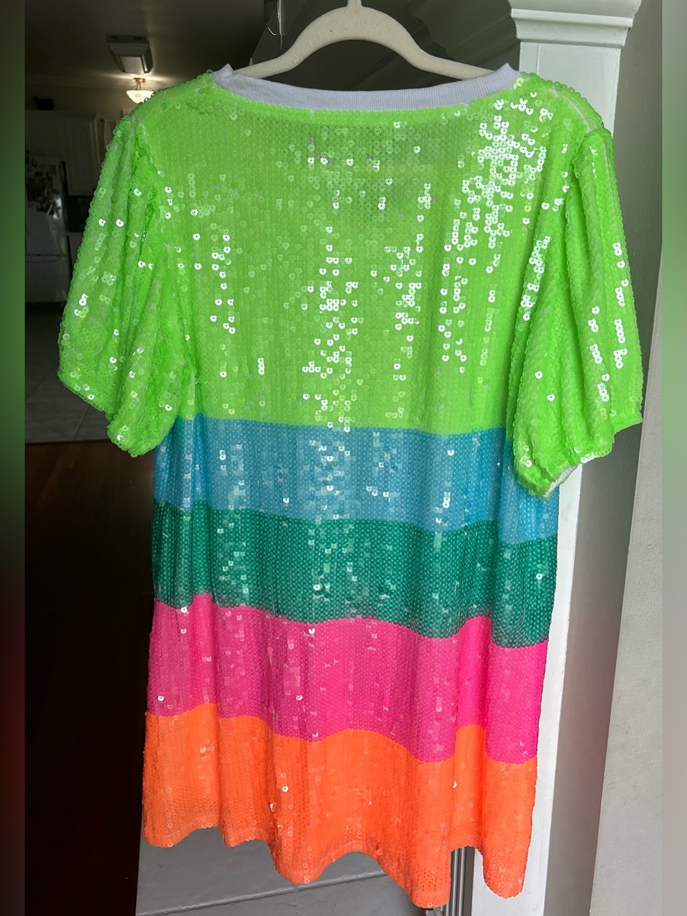 Women's Neon Sequin 'It's My Birthday' Striped Tee - Picture 4 of 4